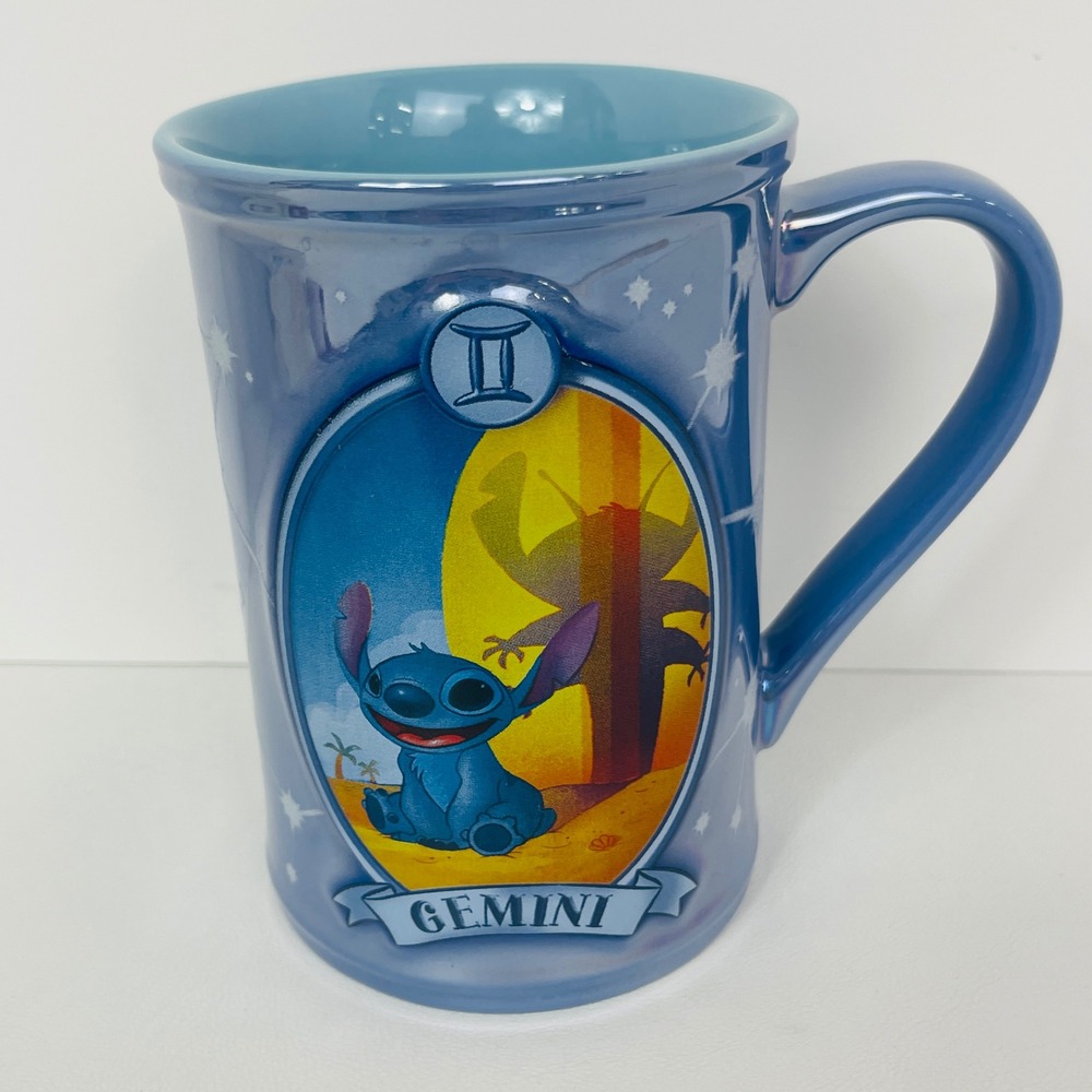 Disney Mug Unisex OS Gemini Stitch Zodiac Iridescent Blue Astrology Excellent